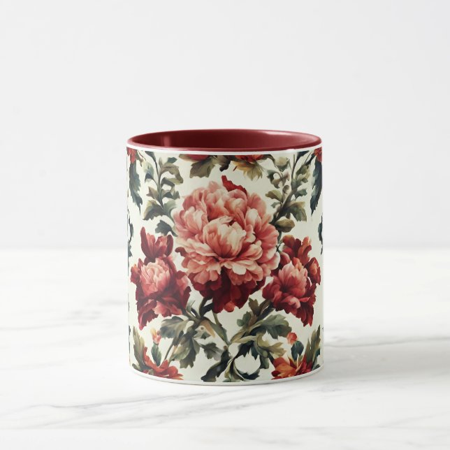 Mug baroque italien. Fleurs et Feuilles chics (Centre)