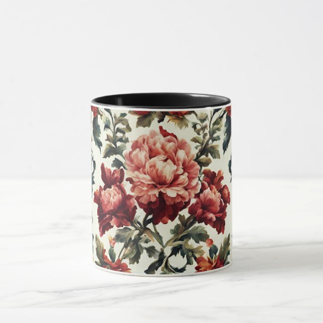 Mug baroque italien. Fleurs et Feuilles chics (Centre)