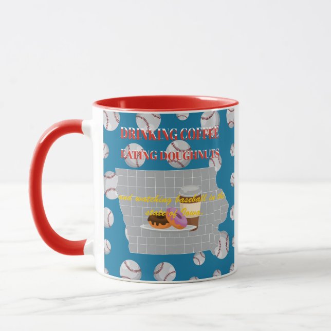 Mug Baseball, coffee and donuts in the state of Iowa (Gauche)