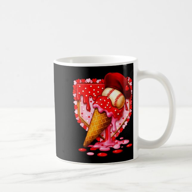 Mug Baseball Heart Valentine Baseball Ice Cream Drip B (Droite)
