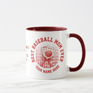 Mug BASEBALL MOM élégant Nom personnalisé Fête des mèr