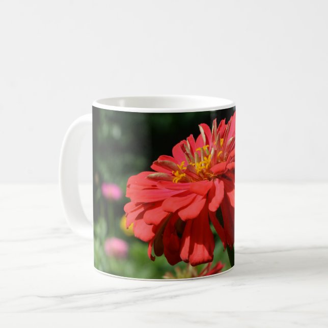 Mug Basilique orange, zinnia, cosmo, jardin de tournes (Devant gauche)