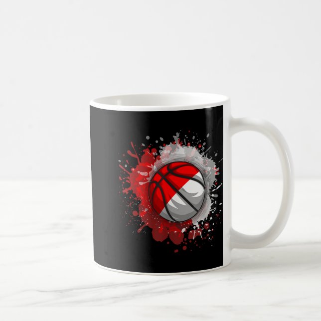 Mug Basket-ball avec drapeau indonésien (Droite)