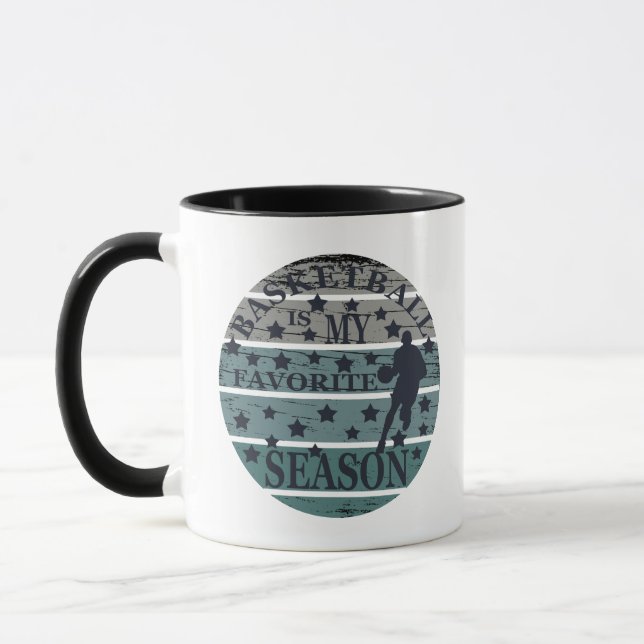 Mug basket-ball ma saison préférée rétro coucher de so (Gauche)
