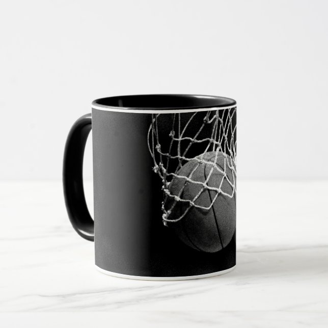 Mug Basket-ball noir et blanc (Devant gauche)