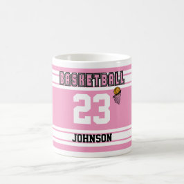 Mug Basket-ball rose et blanc Jersey