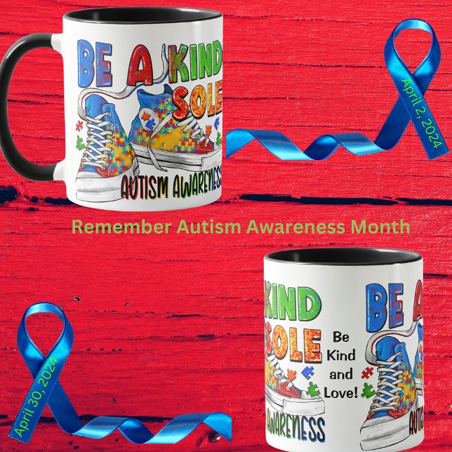 Mug Basket de Sensibilisation sur l'autisme "Be A  (Stride with compassion and show your support with our 'Be A Kind Sole' Autism Awareness mug)