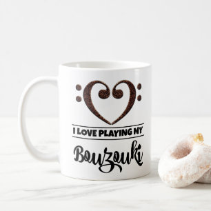 Mug Bass Clef Coeur J'Aime Jouer Mon Bouzouki