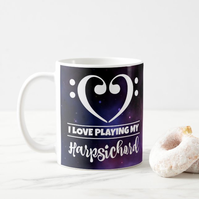 Mug Bass Clef Coeur pourpre Nebula Love Harpsichord (Avec donut)