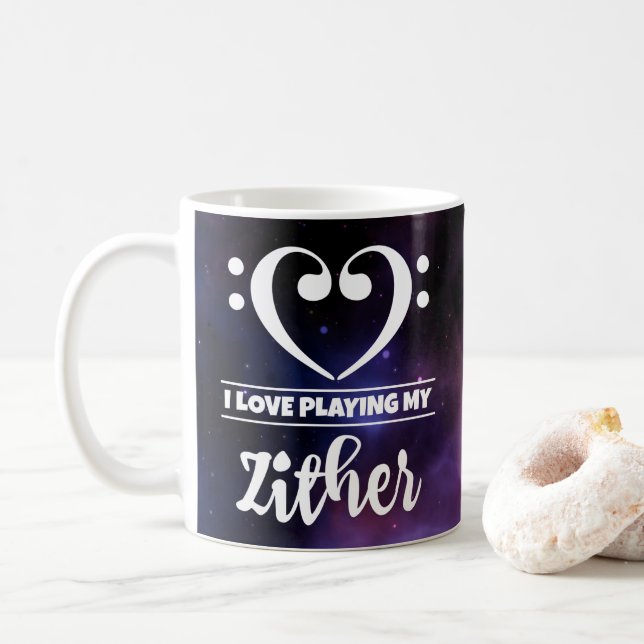 Mug Bass Clef Coeur pourpre Nebula Love Zthththare (Avec donut)
