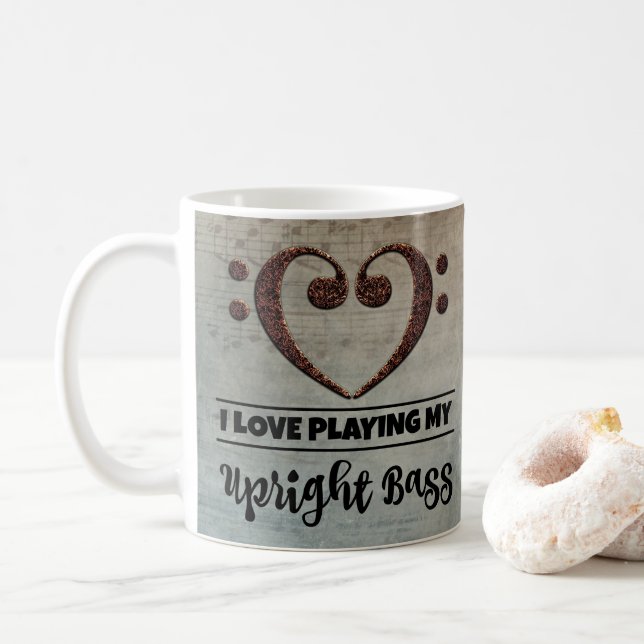 Mug Bass Clef Coeur Vintage feuille musique haute bass (Avec donut)