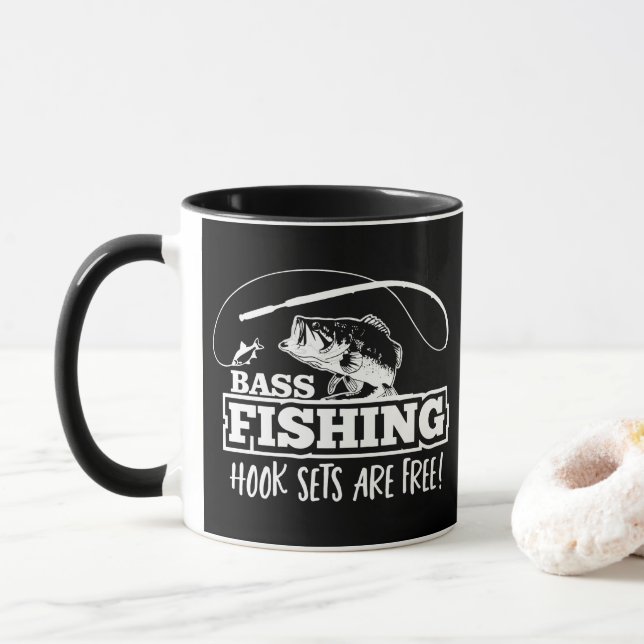 Mug Bass Fishing Hook Set Citation à grande bouche Drô (Avec donut)
