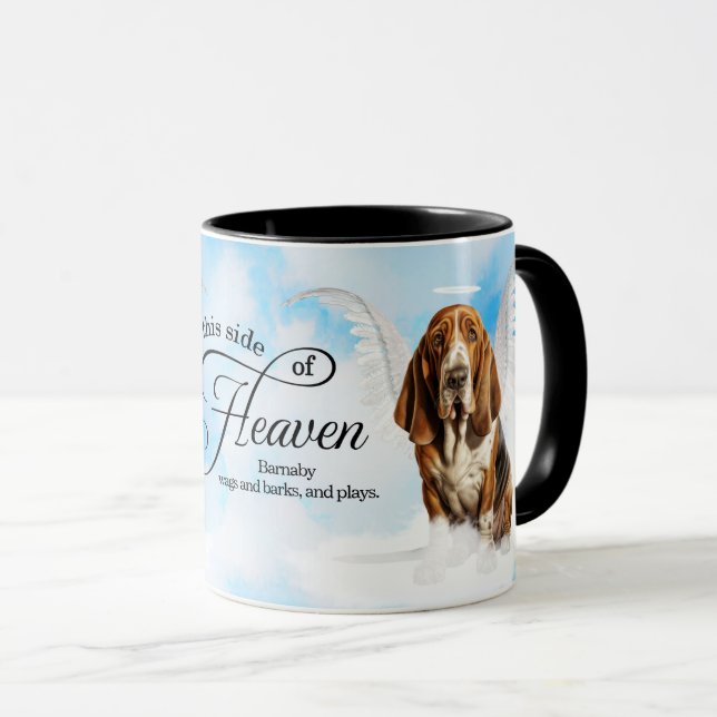 Mug Basset Hound Dog Heaven Personalized Memorial (Devant droit)