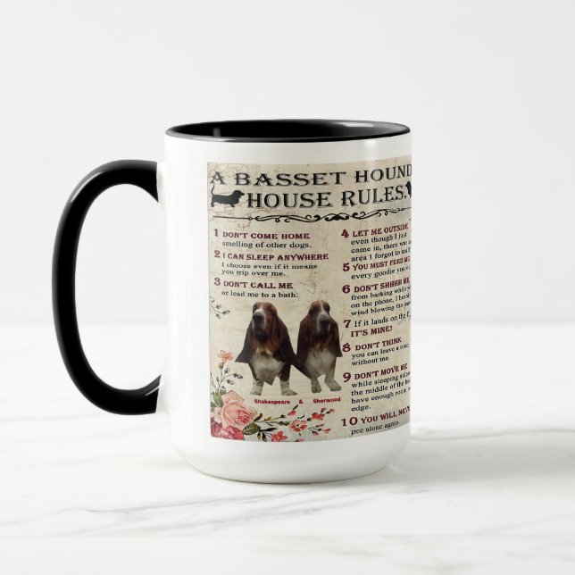Mug Basset Hound House Rules Tasse (Links)