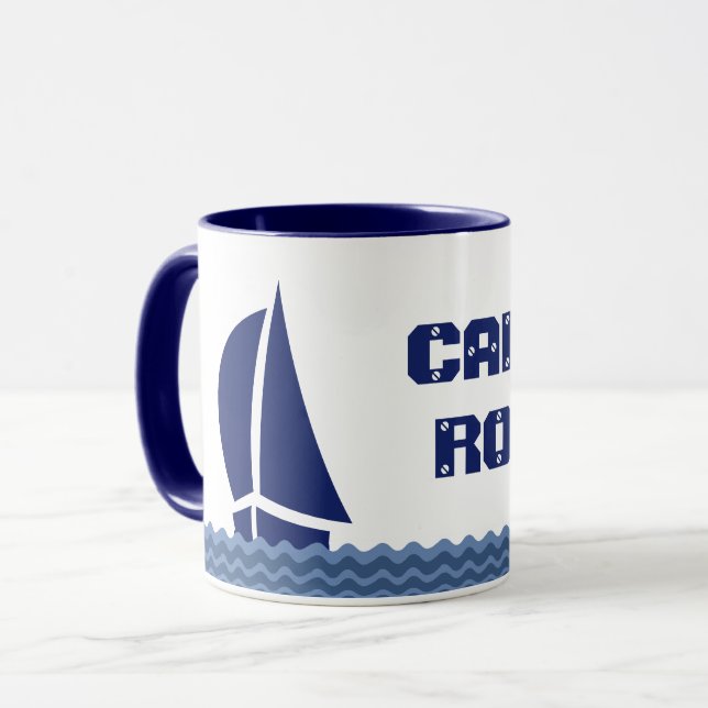 Mug Bateau à voile avec votre texte (Devant gauche)