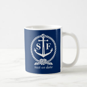 Mug Bateau bleu nautique de plage d'Ancre de
