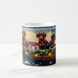 Mug Bateau de Noël de teckel pour les Fêtes