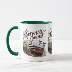 Mug Bateau du lac Serene avec oies et Fleurs sauvages