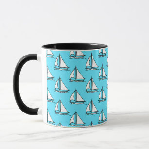 Mug Bateaux À Voile Sur Le Motif De La Mer Bleue