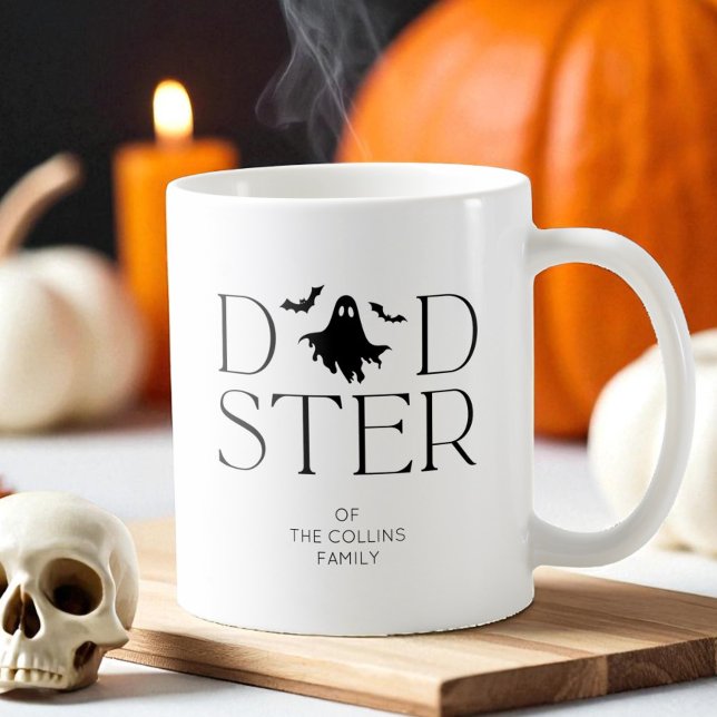 Mug Bateaux fantômes noirs modernes Halloween Dadster  (Modern Black Ghost Bats Halloween Dadster Dad Coffee Mug)