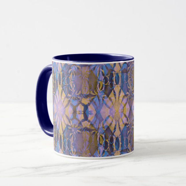 Mug Batik bleu, jaune et violet (Devant gauche)