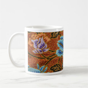 Mug Batik d'or floral indonésien
