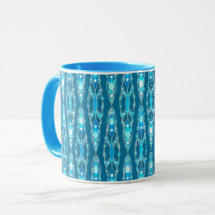 Mug Batik tribal - Bleu océanique et Aqua