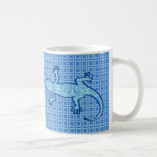 Mug Batik Tribal Gecko - bleu denim doux