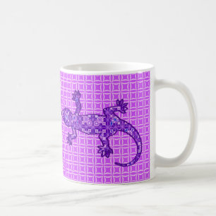 Mug Batik Tribal Gecko - violet et améthyste violet