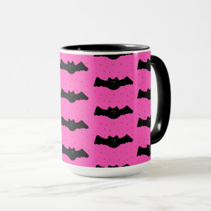 Mug Bats d'Halloween roses et noires