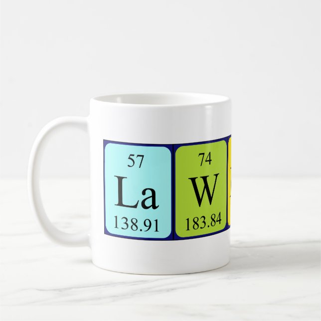 Mug Batterie de nom de table périodique Lawrance (Gauche)