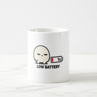 Mug Batterie faible 1% - Minimaliste Personnage Mignon