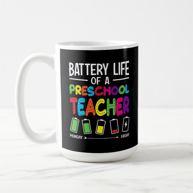 Mug Batterie Vie d'un enseignant préscolaire (Gauche)