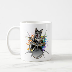 Mug Batteur À Batterie À Chat Jouant À Des Tambours