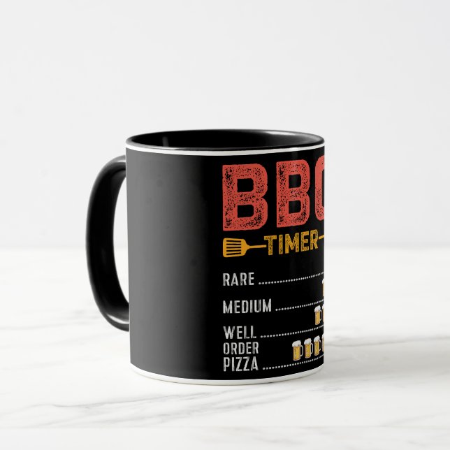 Mug BBQ Timer de bière Rare / Moyen Bien Amusant Humou (Devant gauche)