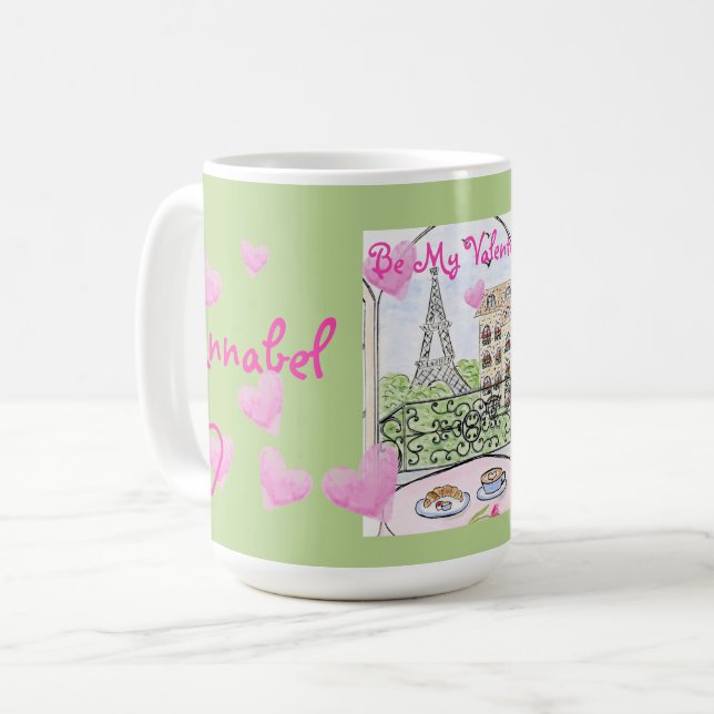 Mug Be My Valentine Paris Eiffel Tower Personalize (Devant gauche)