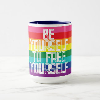 MUG BE YOURSELF TO FREE YOURSELF RAINBOW