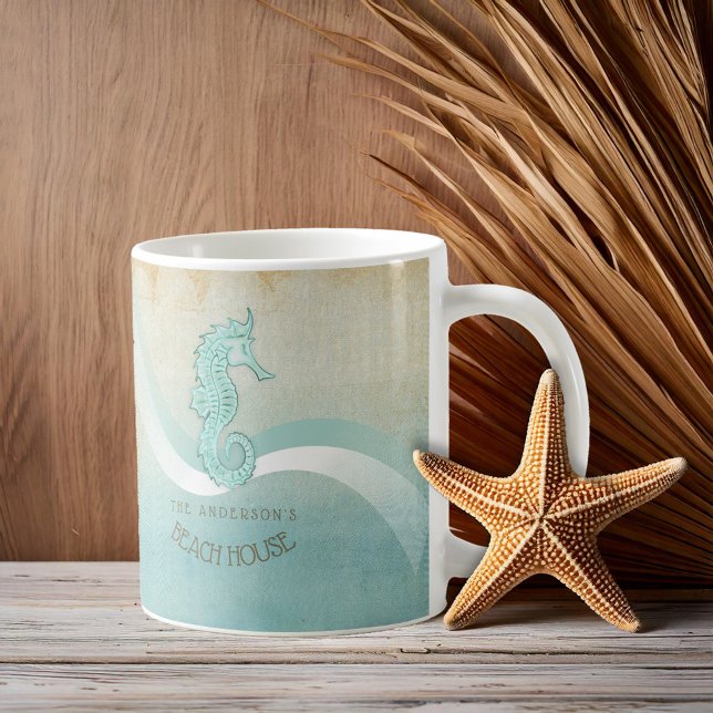 Mug Beach House Seahorse Aqua Blue ID623 (Créateur téléchargé)