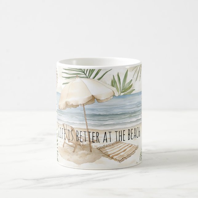 Mug Beach Umbrella Tropical Shells Palm Leaves (Centre)