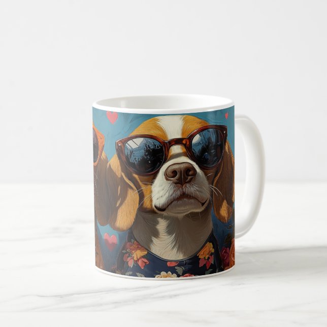 Mug Beagle aux roses du cœur pour la Saint-Valentin (Devant droit)