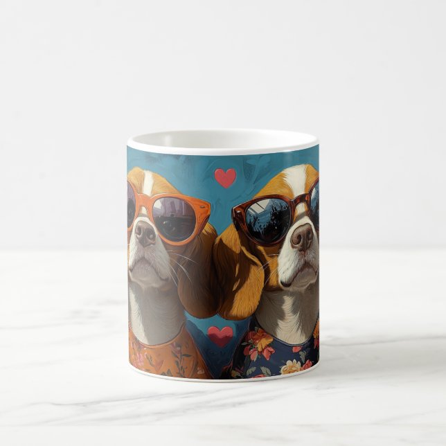 Mug Beagle avec Roses du Cœur pour la Saint-Valentin (Centre)