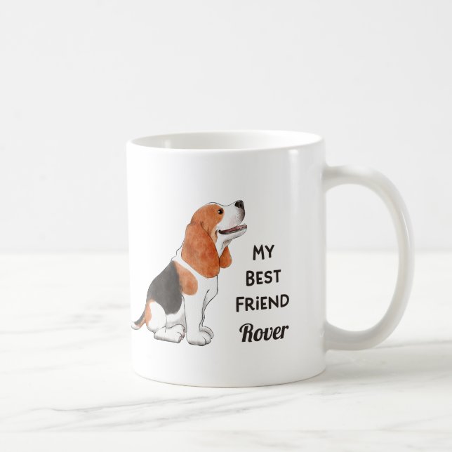 Mug Beagle Chien Mon meilleur ami Nom personnalisé (Droite)