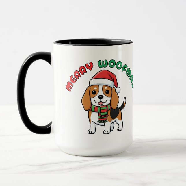 Mug Beagle de Noël : Joyeuses Woofmas (Gauche)