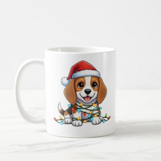Mug Beagle de Noël mignon (Gauche)