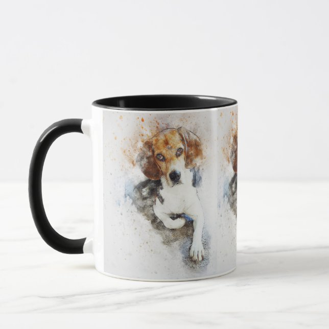 Mug Beagle noir Brown blanc animal chien Chien Chien C (Gauche)