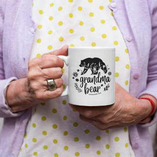 Mug Bear de grand-mère florale mignonne | Cadeau pour