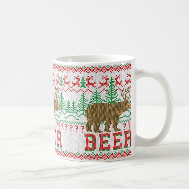 Mug Bear Deer ou Bière Chandail de Noël style Knit (Droite)