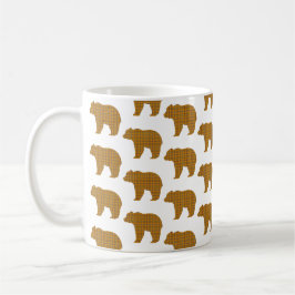 Mug Bear Shape Plaid Orange Light Blue Cabin Core