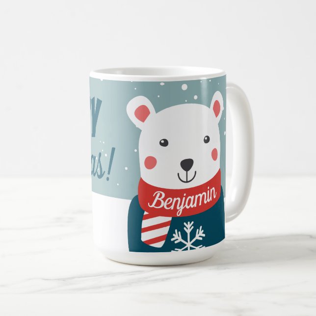 Mug Beary Christmas avec dessin animé blanc ours polai (Devant droit)