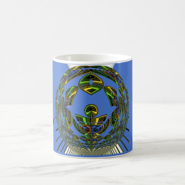 Mug Beau bleu africain traditionnel Vecteur ethnique (Centre)